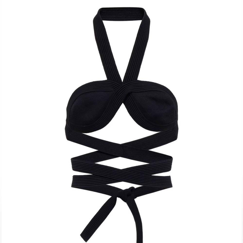 NWT KHAITE Rooke Halter Neck Bralette Top Black - Picture 6 of 7